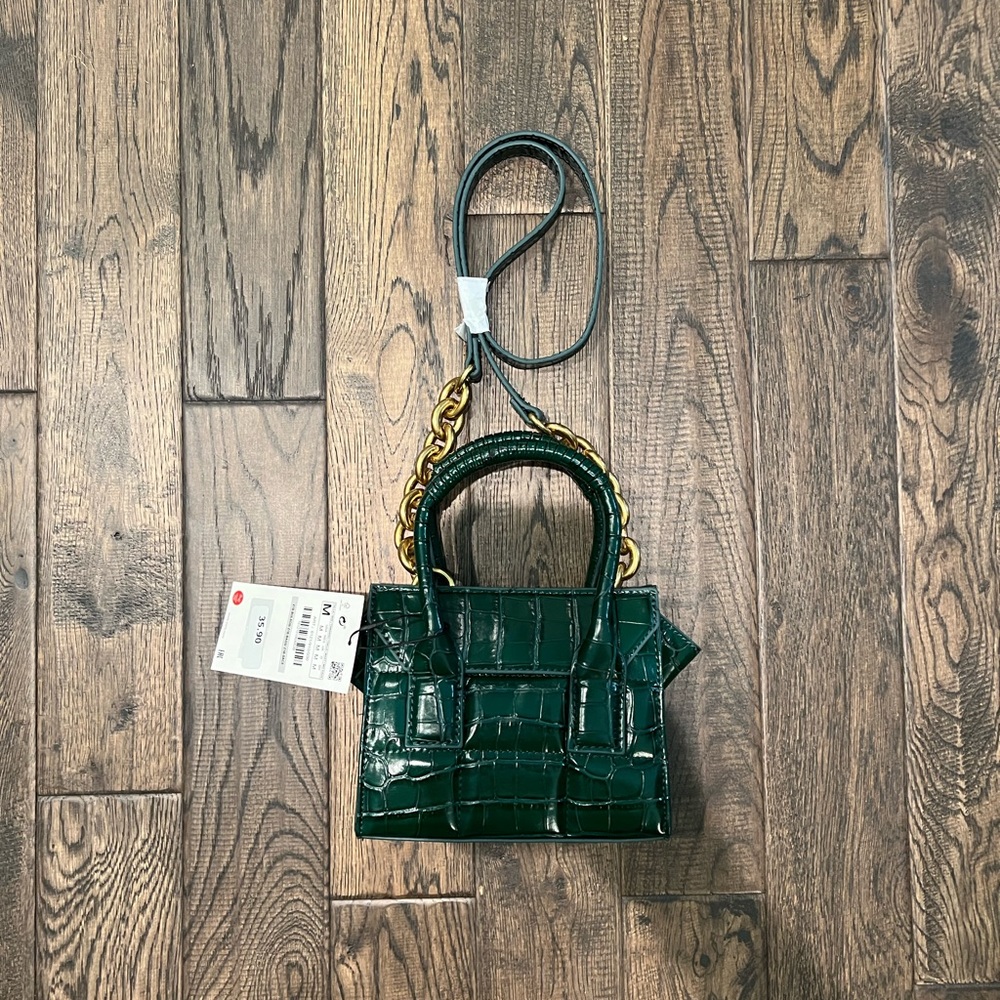 NWT Green Zara Crocodile mini bag